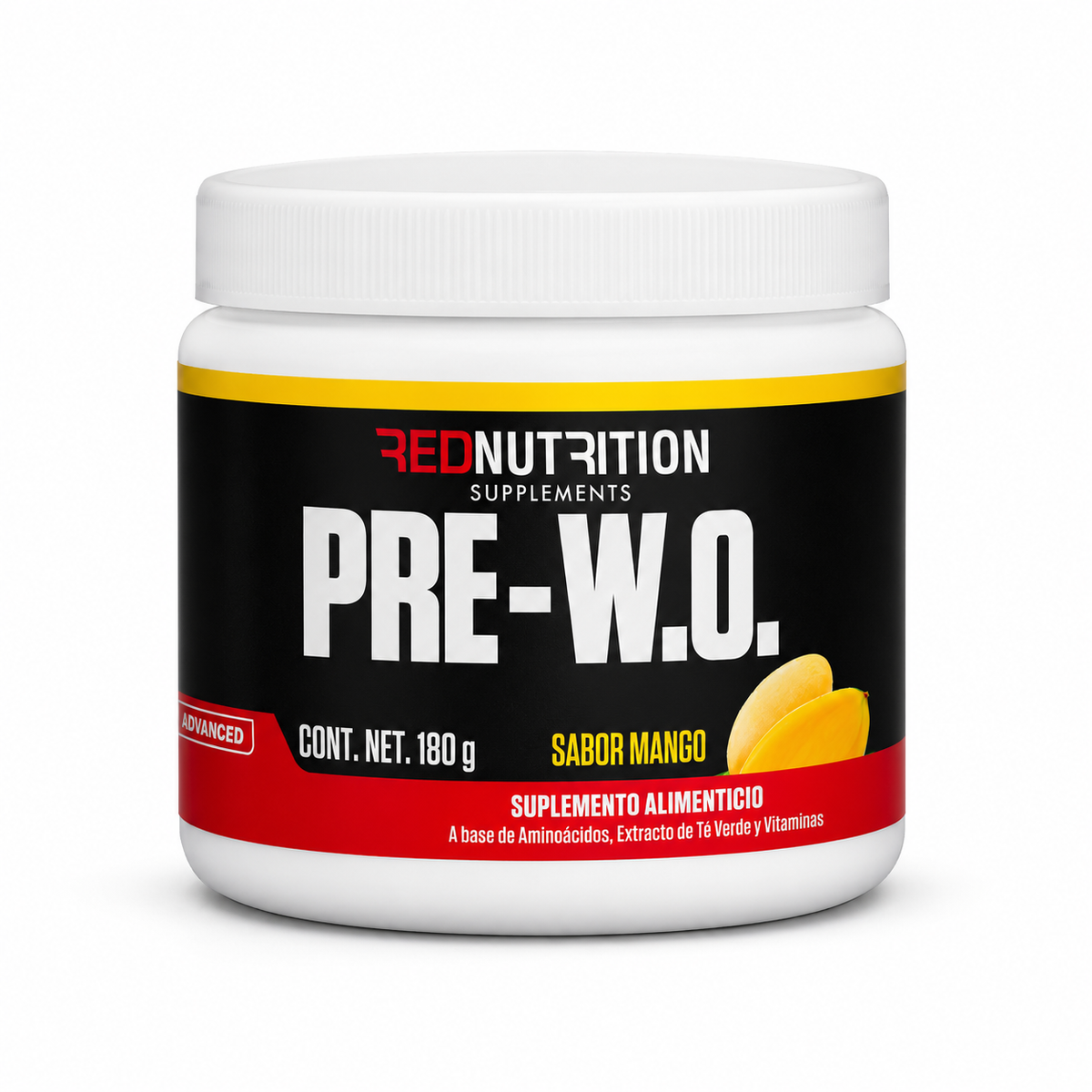 RED PRE-W.O. — Pre Entreno | 180g | Sabor Mango | 30 porciones