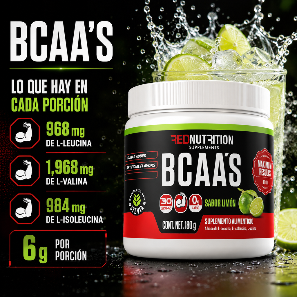 RED BCAAs | 180g | Sabor Limón | 30 porciones
