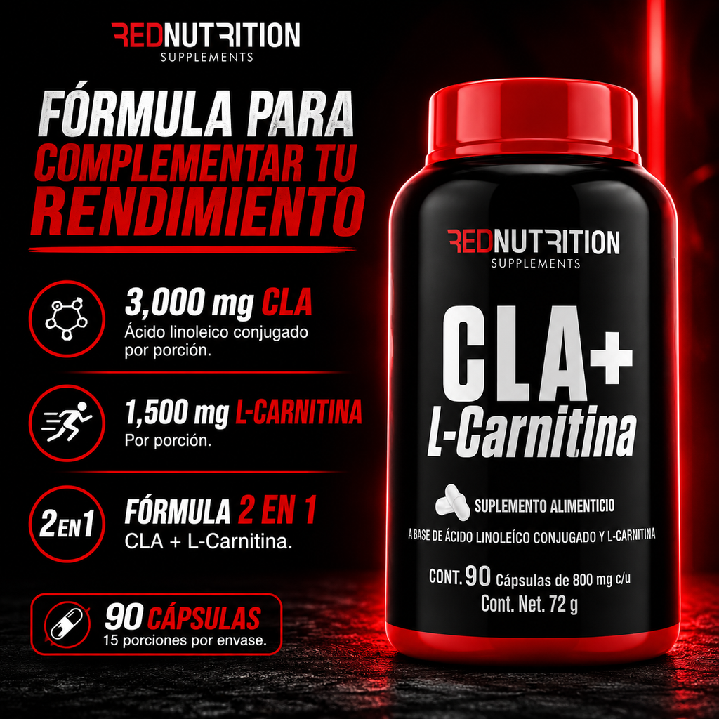 RED CLA + L-Carnitina | 90 cáps | 800mg c/u | 45 porciones