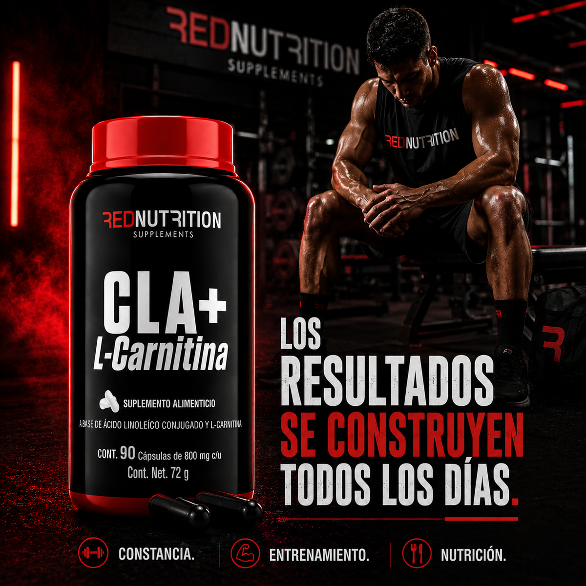 RED CLA + L-Carnitina | 90 cáps | 800mg c/u | 45 porciones