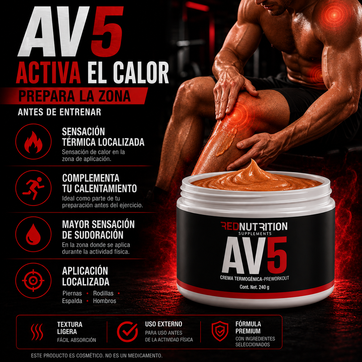 RED AV5 | Crema Termogénica | 240g | Pre-Workout