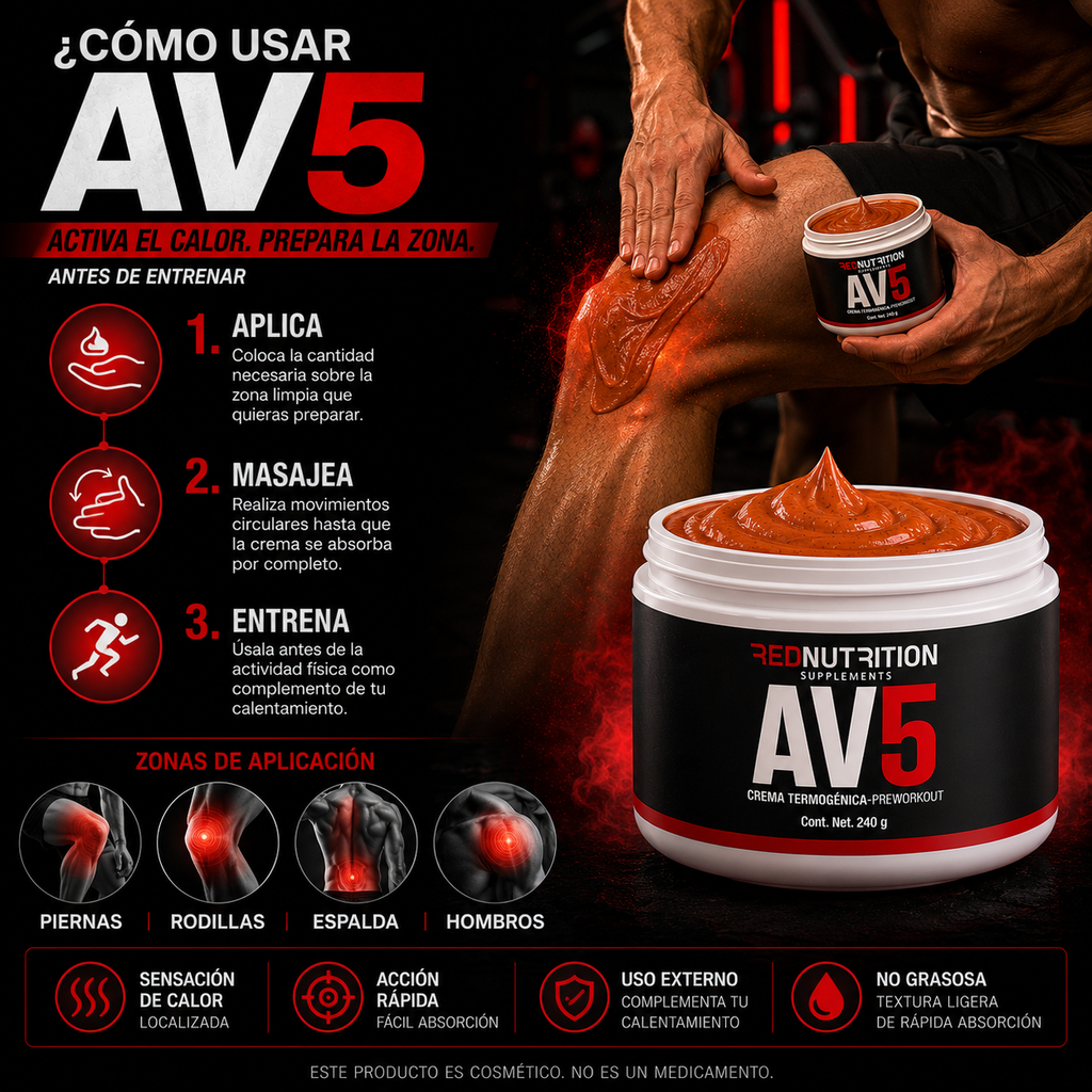 RED AV5 | Crema Termogénica | 240g | Pre-Workout