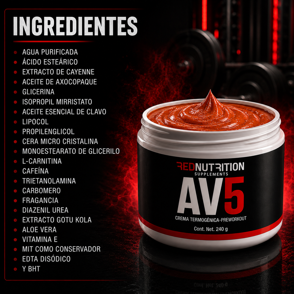RED AV5 | Crema Termogénica | 240g | Pre-Workout