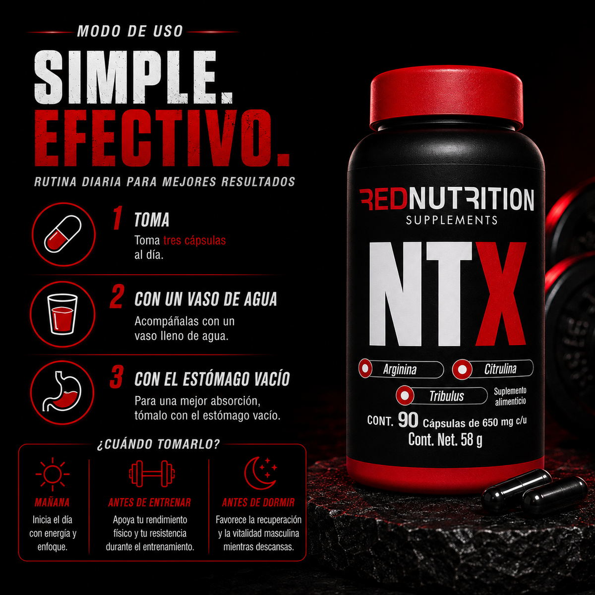 RED NTX | 90 cáps | 650mg c/u | 30 porciones