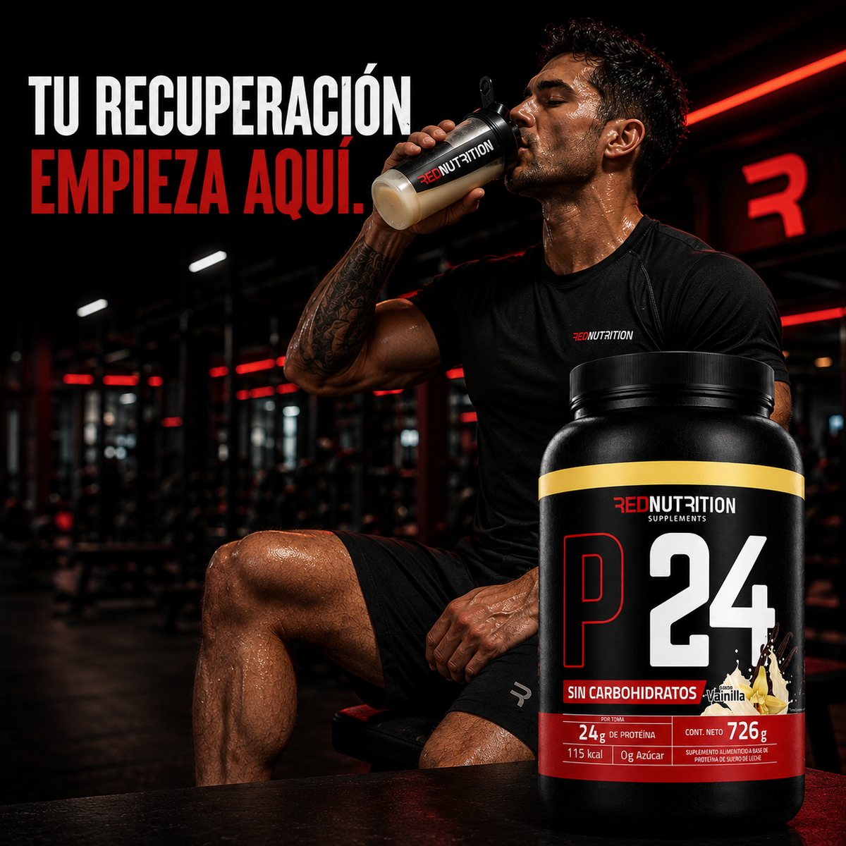 RED Proteína Aislada | 726g | Vainilla Francesa | 24gr proteína por servicio | 22 porciones