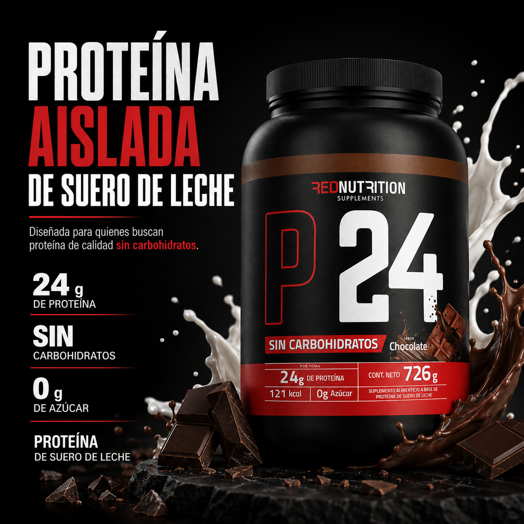RED Proteína Aislada | 726g | Chocolate | 24gr proteína por servicio | 22 porciones